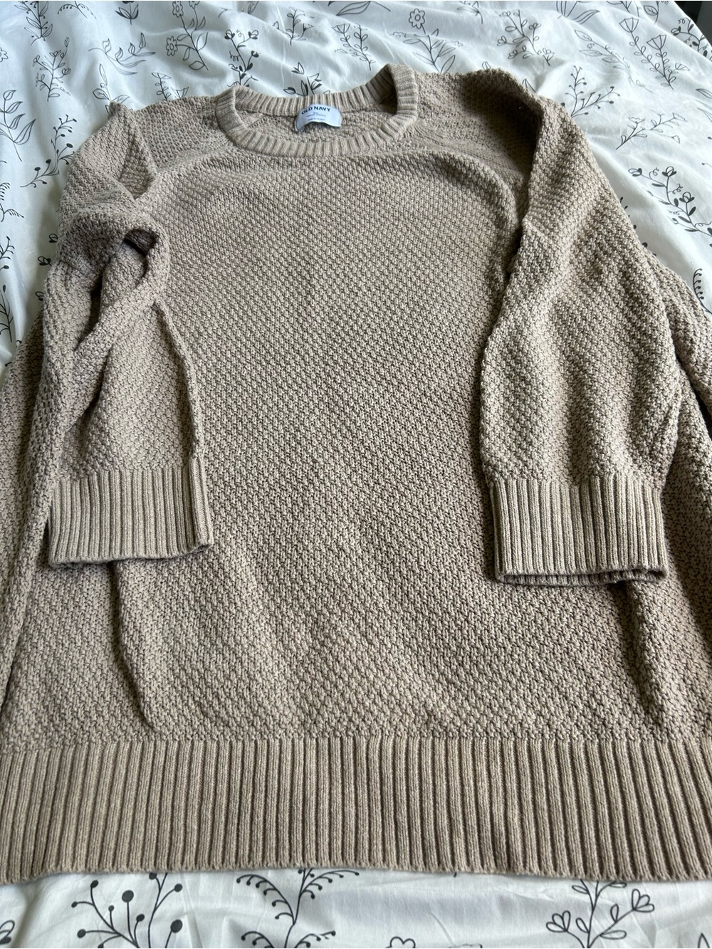 Old Navy Taupe Crewneck Knit Sweater